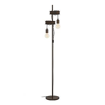 Piantana Industrial Townshend 4 2 Luci Acciaio Marrone Invecchiato E Nero