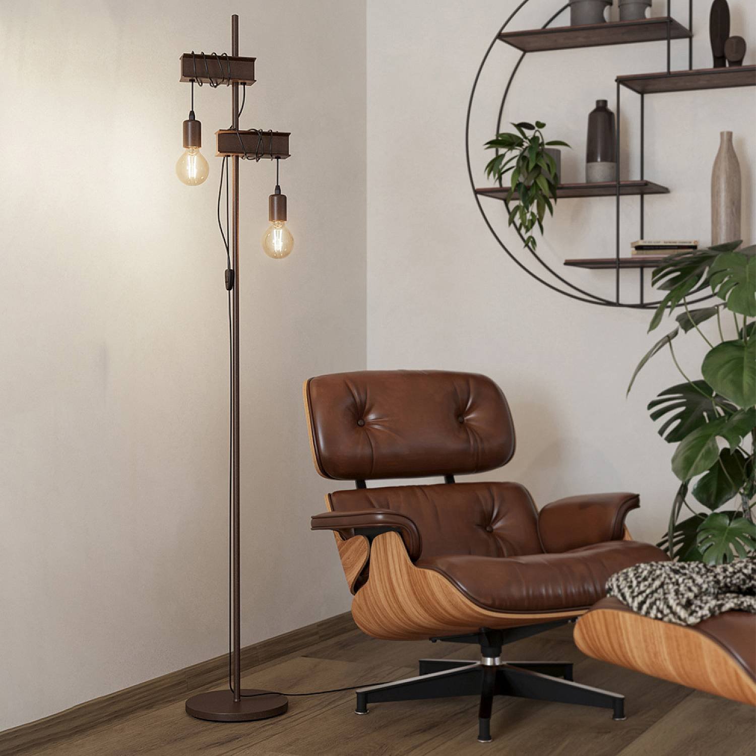 Piantana Industrial Townshend 4 2 Luci Acciaio Marrone Invecchiato E Nero Piantana Industrial Townshend 4 2 Luci Acciaio Marrone Invecchiato E Nero