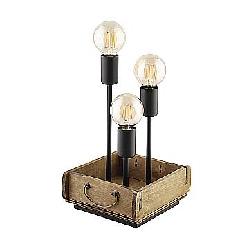 Lampada Da Tavolo Vintage Wootton Legno Marrone 3 Luci E27