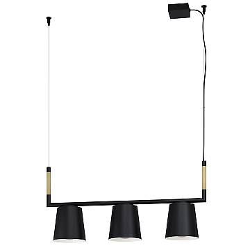 Lampadario A Sospensione Vintage Lacey Acciaio Nero Legno 3 Luci E27 Lampadario A Sospensione Vintage Lacey Acciaio Nero Legno 3 Luci E27