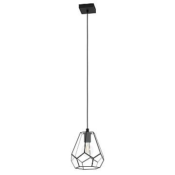 Lampadario A Sospensione Vintage Mardyke Acciaio Nero Vetro 1 Luce E27 Lampadario A Sospensione Vintage Mardyke Acciaio Nero Vetro 1 Luce E27