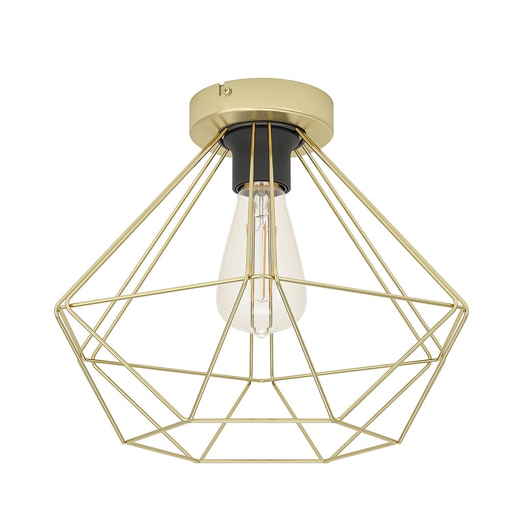 Plafoniera Vintage Tarbes Acciaio Ottone Spazzolato 1 Luce E27
