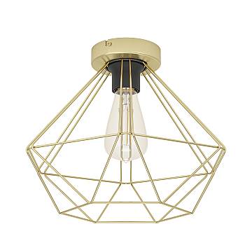 Plafoniera Vintage Tarbes Acciaio Ottone Spazzolato 1 Luce E27
