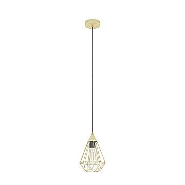 Lampadario A Sospensione Vintage Tarbes Acciaio Ottone Spazzolato 1 Luce E27