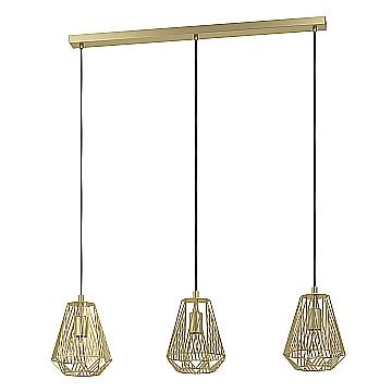 Lampadario A Sospensione Vintage Stype Acciaio Oro 3 Luci E27 Lampadario A Sospensione Vintage Stype Acciaio Oro 3 Luci E27
