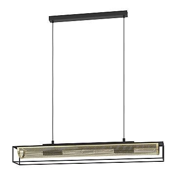 Lampadario A Sospensione Vintage Nohales Acciaio Nero Ottone 4 Luci E27 Lampadario A Sospensione Vintage Nohales Acciaio Nero Ottone 4 Luci E27