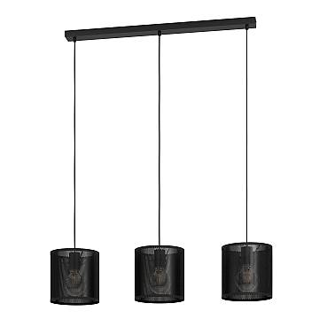 Lampadario A Sospensione Vintage Manby Acciaio Nero 3 Luci E27 Lampadario A Sospensione Vintage Manby Acciaio Nero 3 Luci E27
