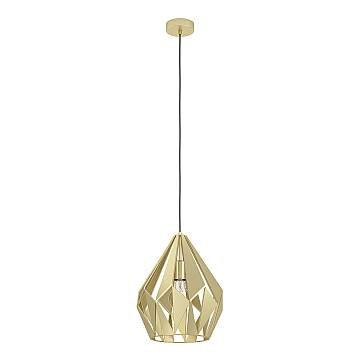 Lampadario A Sospensione Vintage Carlton Acciaio Dorato 1 Luce E27