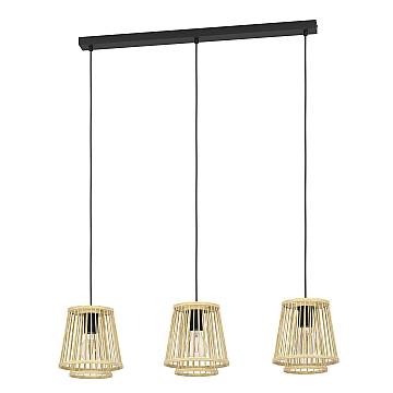 Lampadario A Sospensione Vintage Hykeham Acciaio Nero Legno 3 Luci E27 Lampadario A Sospensione Vintage Hykeham Acciaio Nero Legno 3 Luci E27