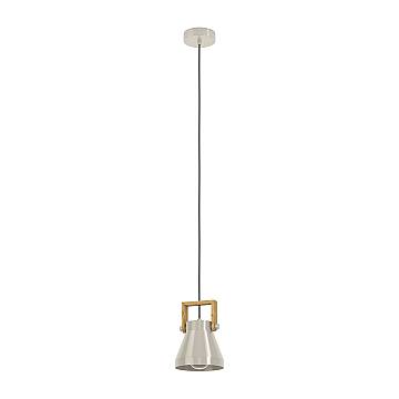 Lampadario A Sospensione Vintage Cawton Acciaio Legno 1 Luce E27