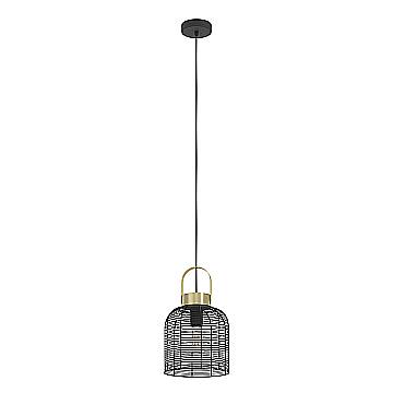 Lampadario A Sospensione Vintage Roundham Piccolo Acciaio Nero Ottone 1 Luce E27 Lampadario A Sospensione Vintage Roundham Piccolo Acciaio Nero Ottone 1 Luce E27