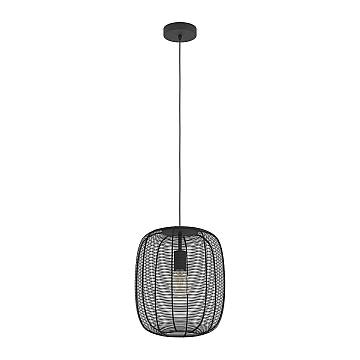 Lampadario A Sospensione Vintage Rinroe Acciaio Nero 1 Luce E27 Lampadario A Sospensione Vintage Rinroe Acciaio Nero 1 Luce E27
