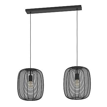 Lampadario A Sospensione Vintage Rinroe Acciaio Nero 2 Luci E27 Lampadario A Sospensione Vintage Rinroe Acciaio Nero 2 Luci E27
