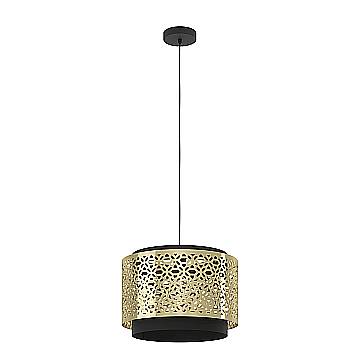 Lampadario A Sospensione Vintage Sandbach Acciaio Nero Ottone 1 Luce E27