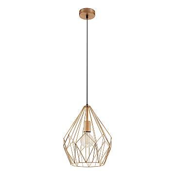 Lampadario A Sospensione Vintage Carlton Acciaio Rame 1 Luce E27