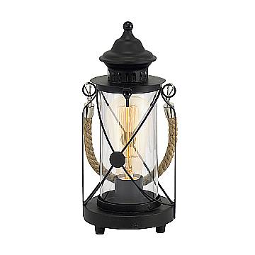 Lampada Da Tavolo Vintage Bradford Acciaio Nero 1 Luce E27