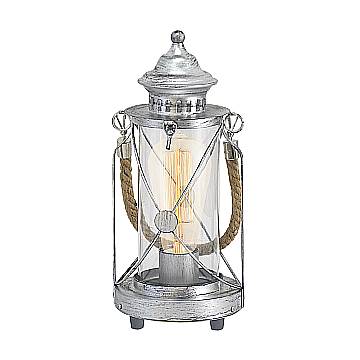 Lampada Da Tavolo Vintage Bradford Acciaio Argento Argento Antico 1 Luce E27