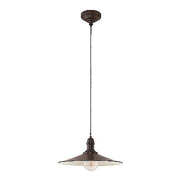 Lampadario A Sospensione Vintage Stockbury Acciaio Marrone Antico 1 Luce E27