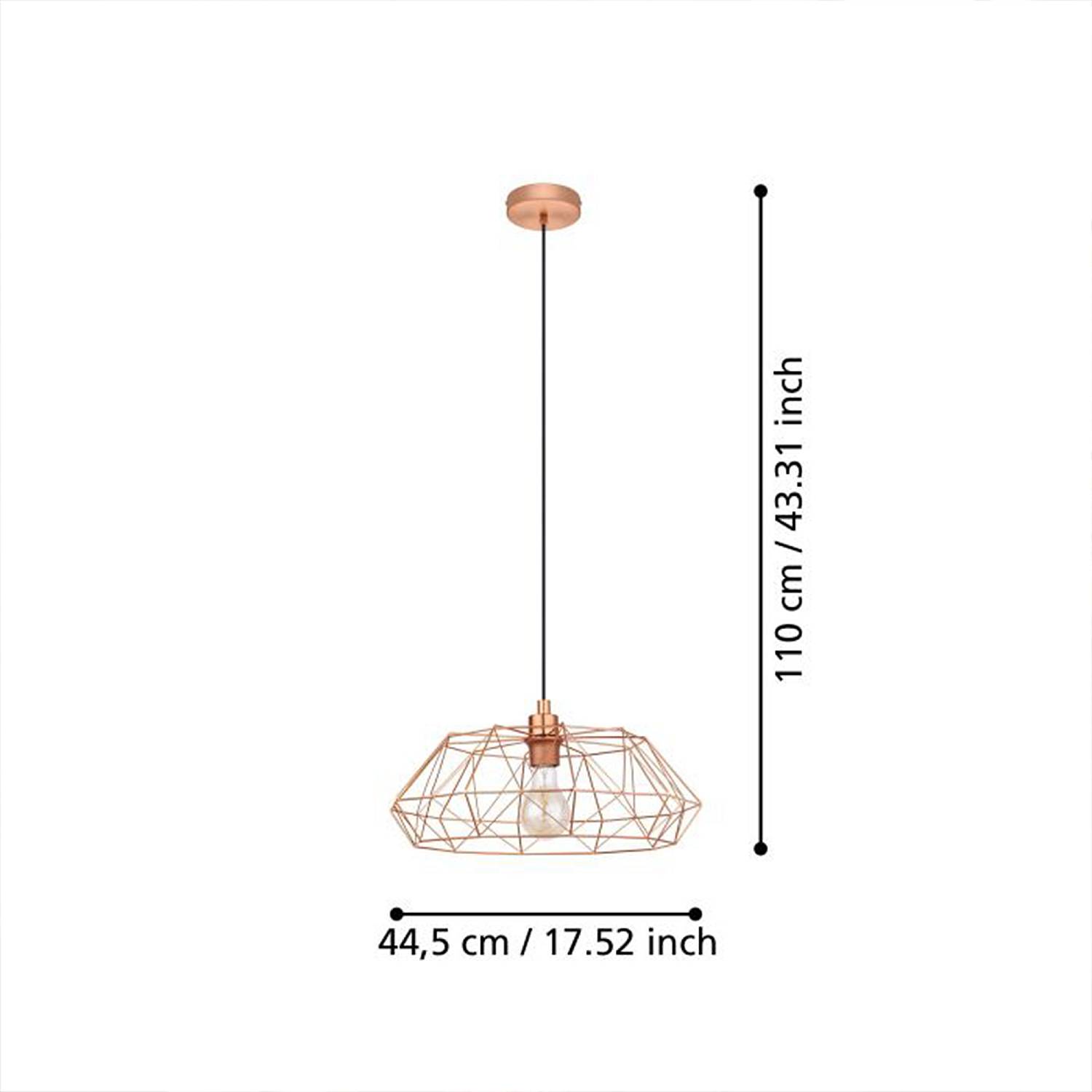 Sospensione Rustica-Country Cartlton 2 Acciaio Rame 1 Luce E27 49488