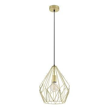Lampadario A Sospensione Vintage Carlton Acciaio Oro 1 Luce E27 D31