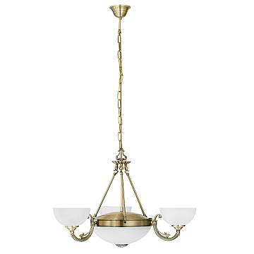 Lampadario A Sospensione Vintage Savoy Metallo Brunito Vetro 3 Luci E14 Lampadario A Sospensione Vintage Savoy Metallo Brunito Vetro 3 Luci E14