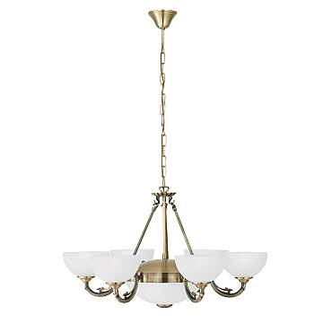 Lampadario A Sospensione Vintage Savoy Metallo Brunito Vetro 6 Luci E14 Lampadario A Sospensione Vintage Savoy Metallo Brunito Vetro 6 Luci E14
