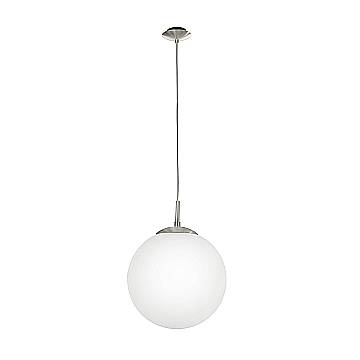 Lampadario A Sospensione Minimal Rondo Acciaio Nichel Opaco Vetro 1 Luce E27