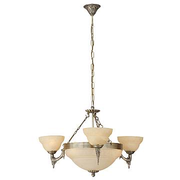 Lampadario A Sospensione Vintage Marbella Metallo Brunito Vetro 6 Luci E14 Lampadario A Sospensione Vintage Marbella Metallo Brunito Vetro 6 Luci E14