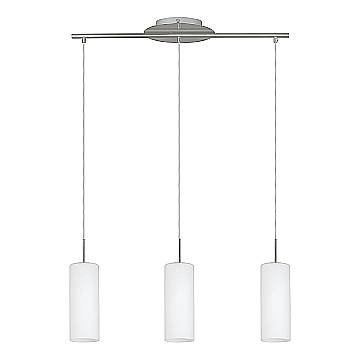 Lampadario A Sospensione Contemporaneo Troy 3 Acciaio Nichel Vetro 3 Luci E27