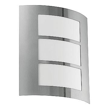 Applique Esterno Contemporanea City Acciaio Argento E Bianco 1 Luce E27