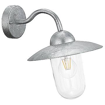 Applique Esterno Classica Milton Acciaio Grigio Vetro Bianco E27