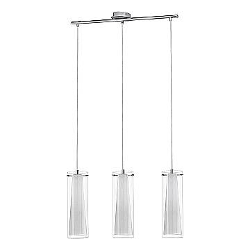Lampadario A Sospensione Contemporaneo Pinto Acciaio Cromo Vetro 3 Luci E27