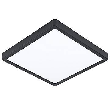 Plafoniera Quadrata Esterno Argolis 2 Acciaio Nero Policarbonato Bianco Led