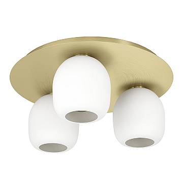 Plafoniera Contemporanea Manzanares Acciaio Ottone Spazzolato 3 Luci E27 Plafoniera Contemporanea Manzanares Acciaio Ottone Spazzolato 3 Luci E27