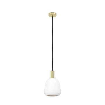 Sospensione Contemporanea Manzanares Acciaio Ottone Spazzolato Vetro 1 Luce E27 Sospensione Contemporanea Manzanares Acciaio Ottone Spazzolato Vetro 1 Luce E27
