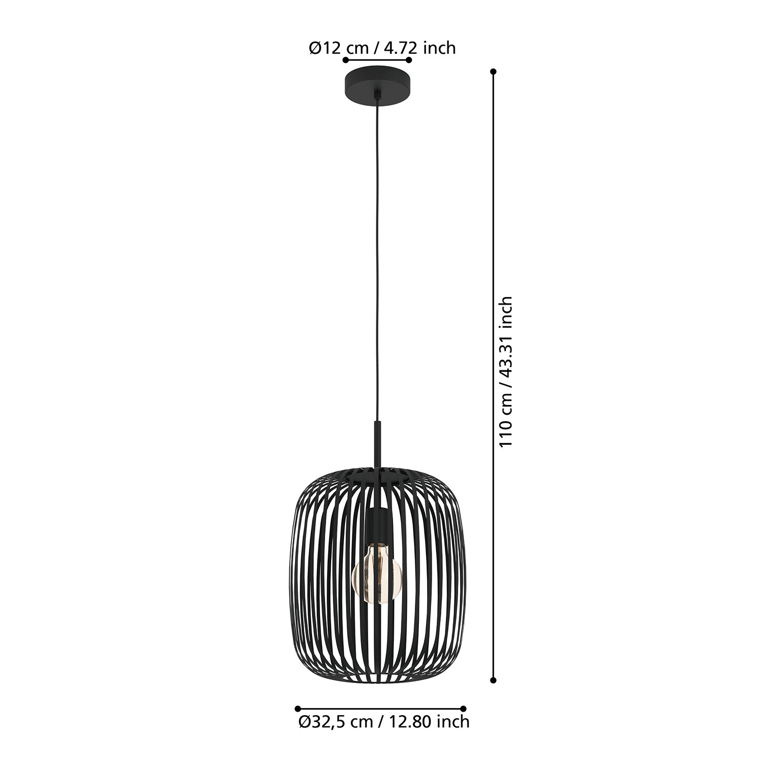 Lampadario A Sospensione Minimal Romazzina Acciaio Nero 1 Luce E27 900494
