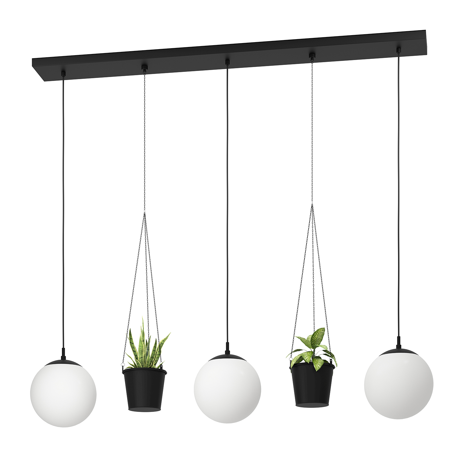 Lampadario A Sospensione Minimal Rondo 3 Acciaio Nero Vetro 3 Luci E27 900512