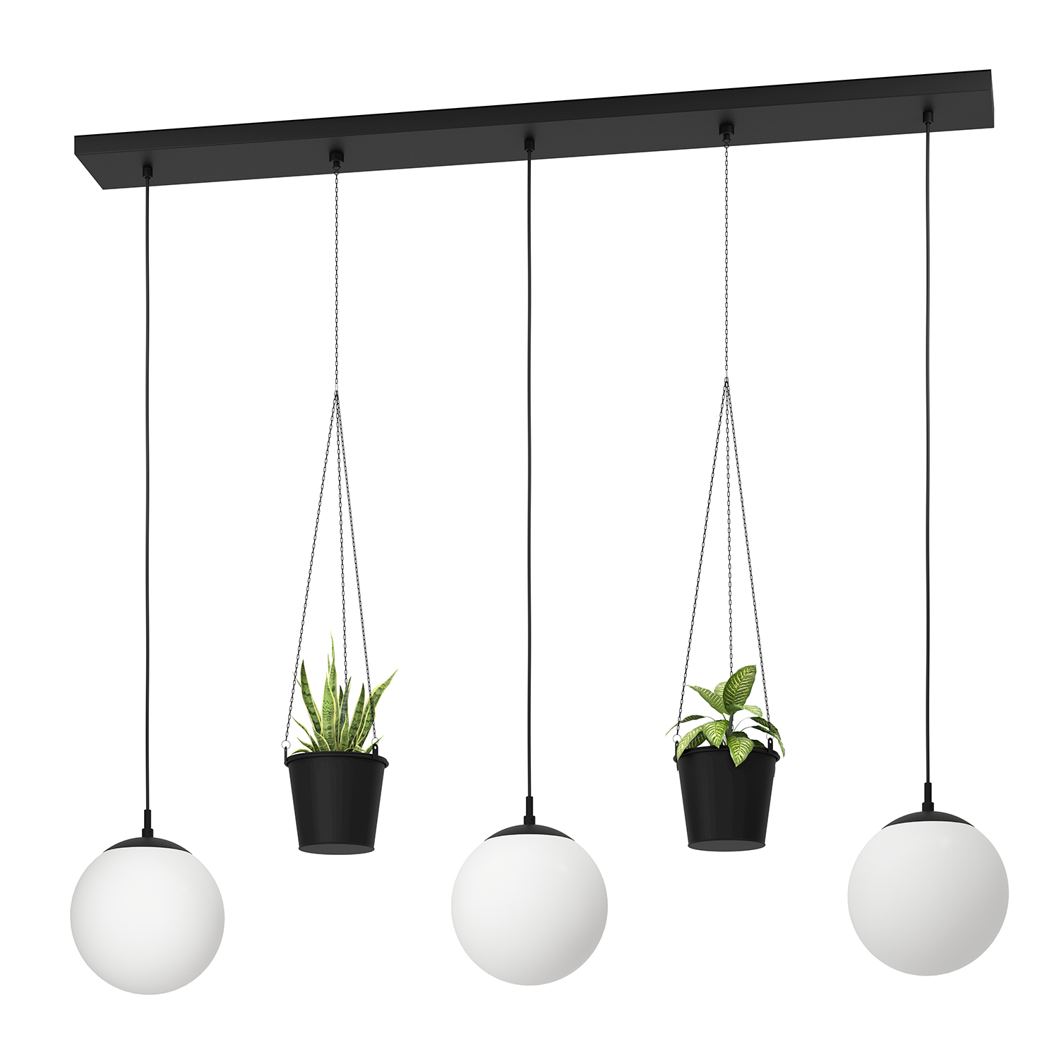 Lampadario A Sospensione Minimal Rondo 3 Acciaio Nero Vetro 3 Luci E27 900512