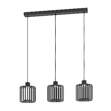 Lampadario A Sospensione Contemporaneo Ginestrone-Z Acciaio Nero 3 Luci Led 3,7W