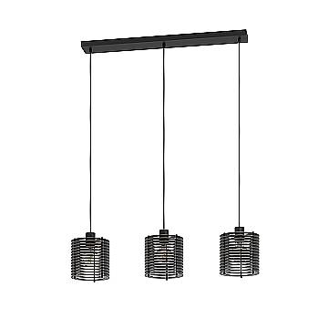 Lampadario A Sospensione Minimal Segovia Acciaio Nero Legno 3 Luci E27 Lampadario A Sospensione Minimal Segovia Acciaio Nero Legno 3 Luci E27