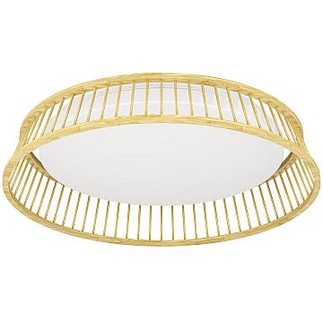 Plafoniera Contemporanea Luppineria Legno Marrone Luce Led Integrato 20W