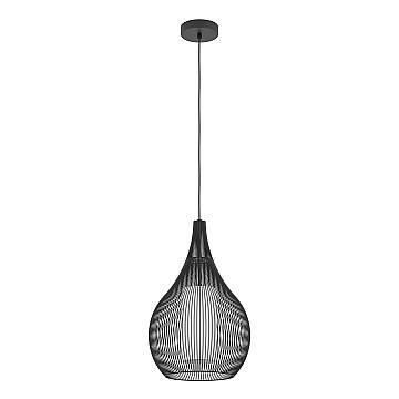 Lampadario A Sospensione Contemporaneo Razoni 1 Acciaio Nero Vetro 1 Luce E27