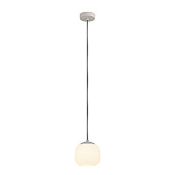 Lampadario A Sospensione Moderno Cominio Acciaio Tortora Vetro 1 Luce E27