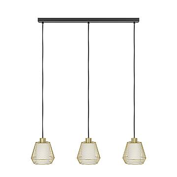 Lampadario A Sospensione Moderno Ciudadela Acciaio Nero Ottone 3 Luci E27