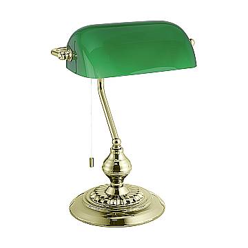 Lampada Da Tavolo Vintage Banker Acciaio Ottone 1 Luce E27