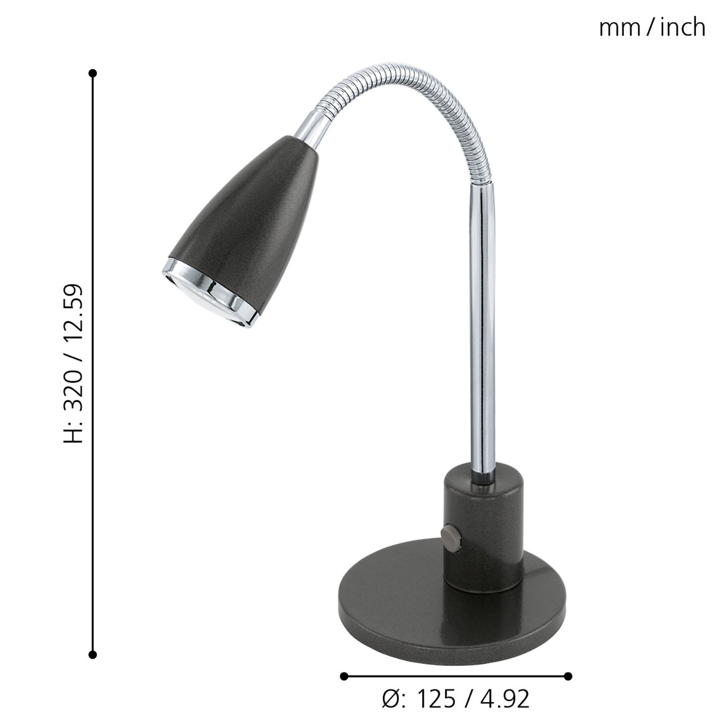 Lampada Da Tavolo Contemporanea Fox Acciaio Antracite 1 Luce Gu10 2,8W 92873