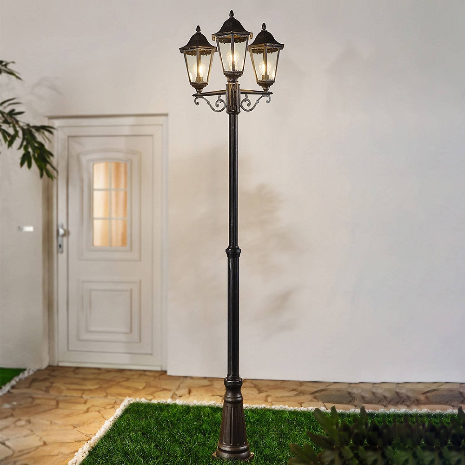 Lampione Esterno Classico Navedo Alluminio Nero 3 Luci E27 93465