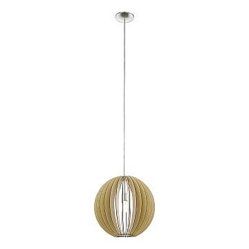 Lampadario A Sospensione Contemporaneo Cossano Acciaio Nichel Legno 1 Luce E27