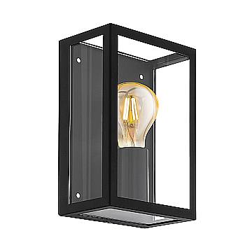 Applique Esterno Contemporanea Alamonte 1 Acciaio Nero Vetro Bianco 1 Luce E27