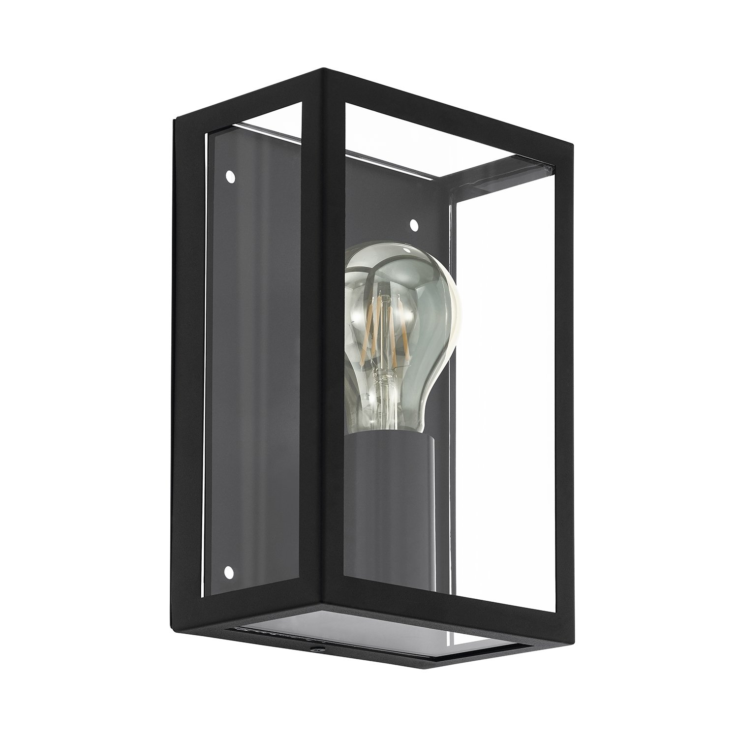 Applique Esterno Contemporanea Alamonte 1 Acciaio Nero Vetro Bianco 1 Luce E27 94831